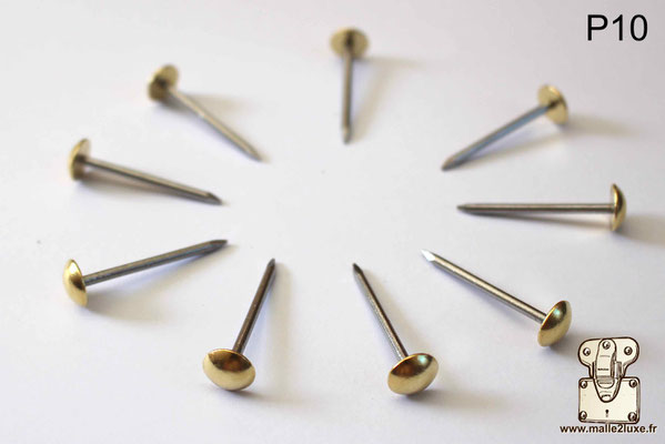 Clous laiton massif tete bombé plat pour malle de luxe 