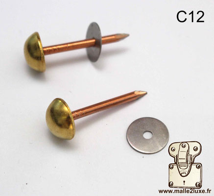 Clous laiton massif pour malle de luxe 12 mm louis Vuitton bombé sans gravure lv