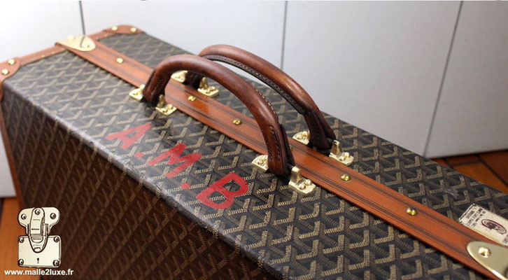 luxury handle suitcase for goyard shoes with chevron gum arabic vegetable tanning