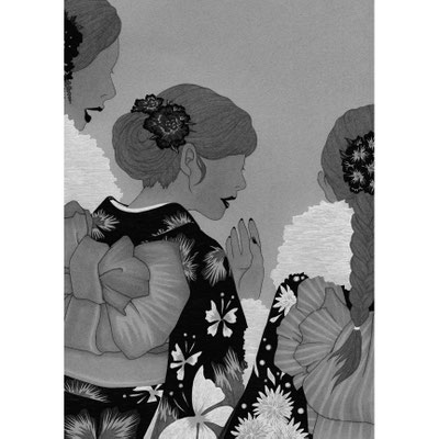 『冷たい骨に化粧』丸木文華著（2025）　販促用イラスト　出版：講談社