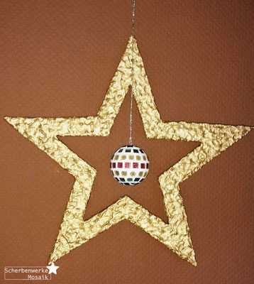 Weihnachtsstern gold mit Mosaik-Kugel