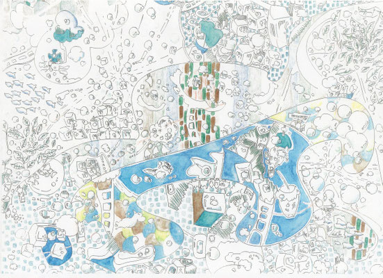 「= プール×氷×空想」　2013.7(409mm×318mm)