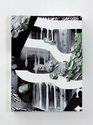 combination-river flow 17/2022/H455xW333xD50mm(P8)/木パネル、綿布、アクリル絵の具/撮影 高橋保世