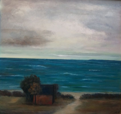 "Hütte am Meer", 2014, 84x88