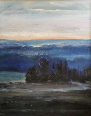 BLAUE LANDSCHAFT / 2023 / 39,5 x 41,5 / OEL