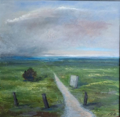 ALTER GRENZSTEIN AM WEG / 2021 / 44 x 45 / OEL