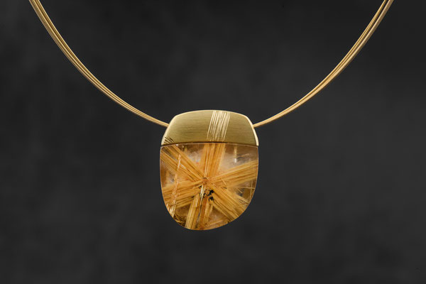 Produktnummer 5652 - 750/- Gelbgold, Rutilquartz