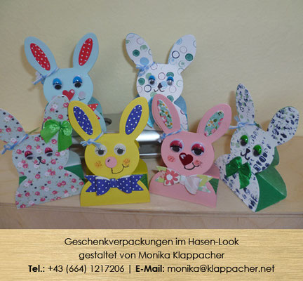 Geschenkverpackungen für Ostern in verschiedenen Farben