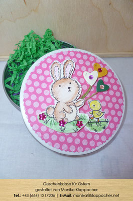 Geschenkdose rosa mit Hase und Küken