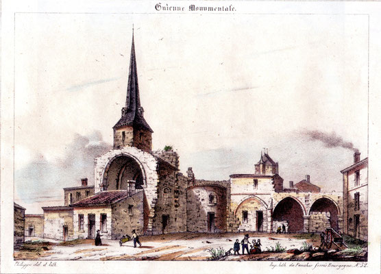 Abbaye de Saint-Maurin : gravure du 19è siècle