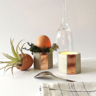 Concrete Copper Hexagon Tea Light Candle Holder