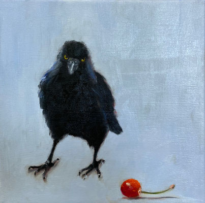 Krähe | 2025 | Ölfarbe auf Leinwand | 25 x 25 cm