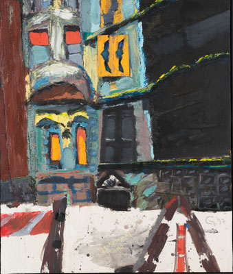 Sighard Gille, New York Beckmann Haus, 1997, Eitempera/Öl, Collage auf Sperrholz, © VG Bild-Kunst, Bonn 2018