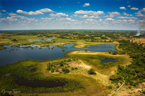 El delta del Okavango desde el aire.