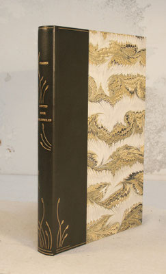 reliure 1/2 peau chagrin, décors à la feuille d'or ( création aux fers courbes)