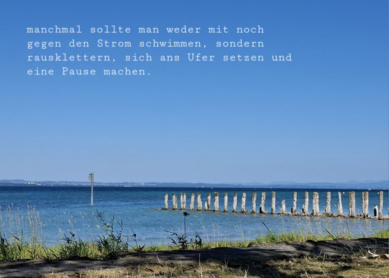 ans Ufer sitzen, Pause machen