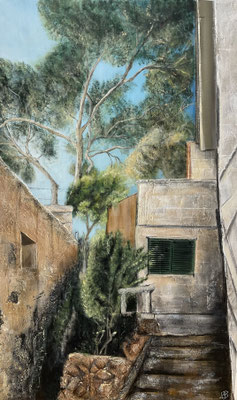 Treppe zum Meer - 80x130cm, Acrylmischtechnik auf Leinwand — verkauft