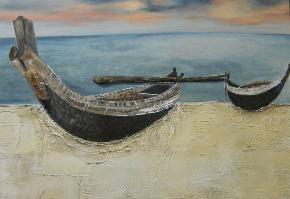 Boats Südsee - 100 x 140cm,  Acrylmischtechnik auf Leinwand, verkauft