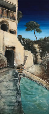Cala Figuera - 80 x 180 cm, Acrylmischtechnik auf Leinwand — verkauft