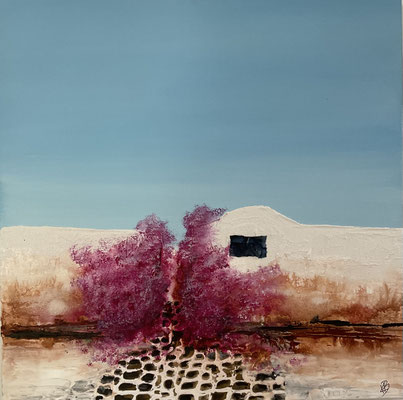 Bougainvillea - 60x60cm, Acrylmischtechnik auf Leinwand, 360 €