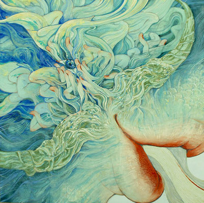 [イトヒキ]　　　６５．２ｃｍ×６５．２ｃｍ　　　　　　　　　　　　　　　　　　　　　　　　　　　　　　　　　　　　　　　　　　　　　　　　　　　　　　　　　[DRAW　ＬＯＴＳ]　　　Pure pigment on Japanese Paper　