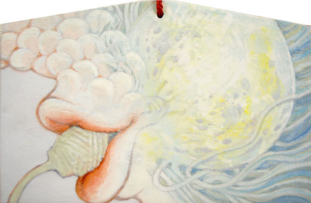 [ないものねだり]　　　　１０ｃｍ×１７ｃｍ　　　麻紙に岩絵具　　　　　　　　　　　　　　　　　　　　　　　　　　[That's crying for the moon.]　　Pure pigment on Japanese Paper　