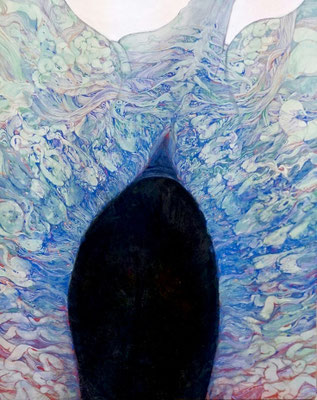 [answer]　　　　９１ｃｍ×７２．７ｃｍ　　　麻紙に岩絵具　　　　　　　　　　　　　　　　　　　　　　　　　　　　　　　　　　　　　　　　　　　　Pure pigment on Japanese Paper　　　　　　　　　　　　
