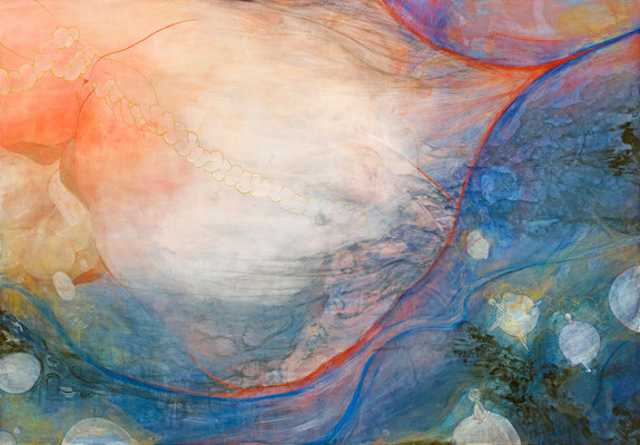 [目をつむってはならない]　　　　１６０ｃｍ×２３０ｃｍ　　　麻紙に岩絵具　　　　　　　　　　　　　　　　　　　　　　　　　　　　　　　　　　　　　　　　　　　　　　　　　　　　　　　　　　　　　　　　　　　　　　　　　　　　　　　　　　　　　　　　　　　　　　　　[Don't shut your eyes.]　　　　　Pure pigment on Japanese Paper　　　　　