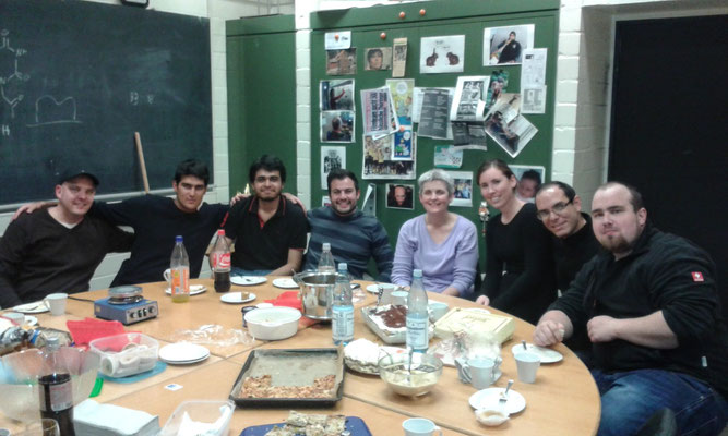 part of the group during dinner with self-made food.