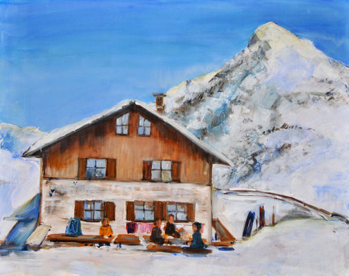 Berghütte, Acryl auf Leinwand, 80 x 100 cm, 2017