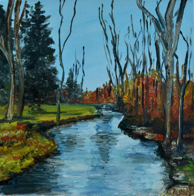 Forstenrieder Park, Öl auf 3D-Leinwand, 30 x 30 cm, 2023
