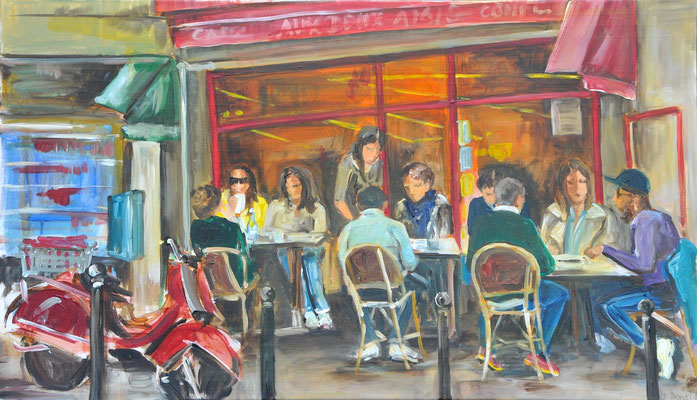 Straßencafé Paris, Acryl auf Leinwand, 80 x 100 cm, 2014, verkauft