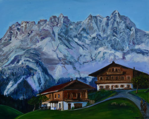 Wilder Kaiser Kitzbühel, Acryl auf 3D-Leinwand, 80 x 100 cm, 2024