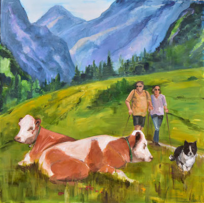 Bergszene, Acryl auf 3D-Leinwand, 90 x 90 cm, 2021
