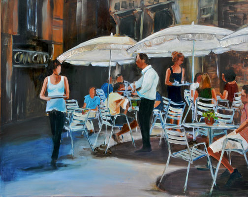 Straßencafé, Acryl auf Leinwand, 80 x 100 cm, 2014, verkauft