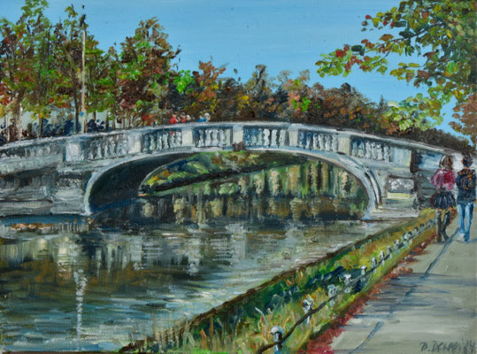 Gerner Brücke, Öl auf 3D-Leinwand, 30 x 40 cm, 2024, verkauft