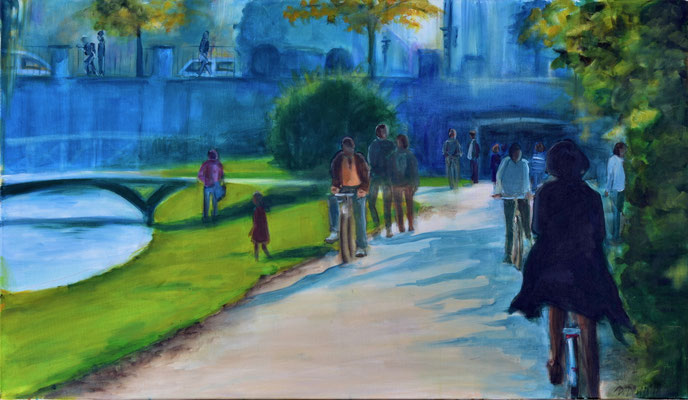 Passage zum Englischen Garten, Acryl auf 3D-Leinwand,70 x 100 cm, 2018