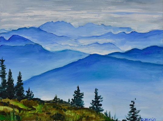 Alpenpanorama, Öl auf 3D-Leinwand, 30 x 40 cm, 2025