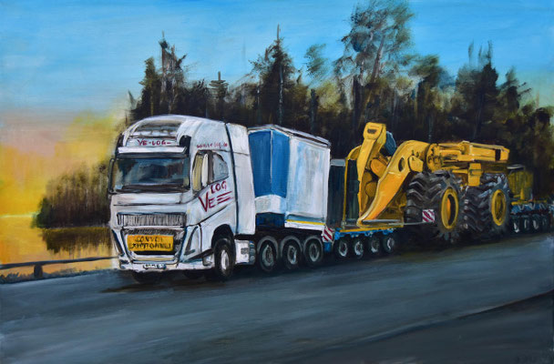 Supertruck Nordschweden, Acryl auf 3D-Leinwand, 80 x 120cm, 2023, verkauft