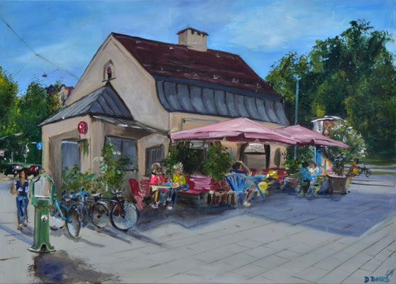 Kiosk Cinque Panini II, Acryl auf 3D-Leinwand, 50 x 70 cm, 2025