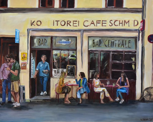 Bar Centrale München, Acryl auf 3D-Leinwand, 80 x 100 cm, 2025