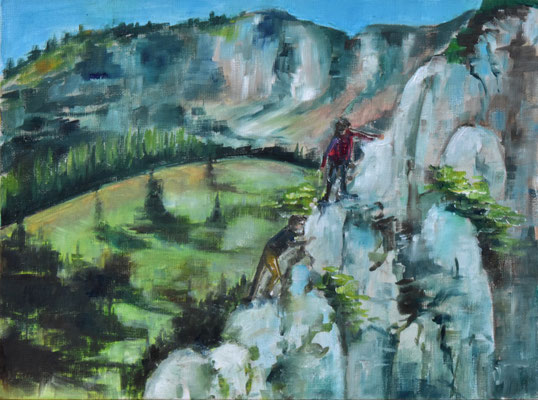 Kampenwand, Öl auf mit Leinwand bezogene Pappe, 30 cm x 40 cm, 2020, verkauft