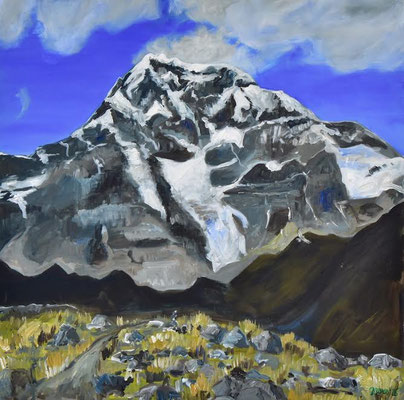 Ausangate-Gletscher Peru, Acryl auf 3D-Leinwand, 80 x 80 cm, 2025