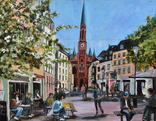 Wiener Platz, Acryl auf 3D-Leinwand, 100 x 120 cm, 2023, verkauft