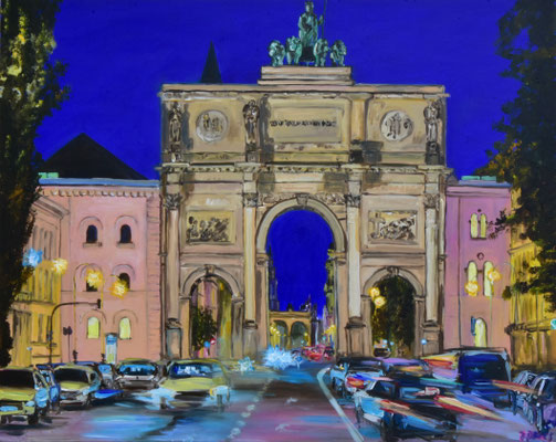 Siegestor am Abend, Acryl auf 3D-Leinwand, 80 x 100 cm, 2024, verkauft