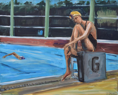 Schwimmpause, Acryl auf 3D-Leinwand, 50 x 70 cm, 2023