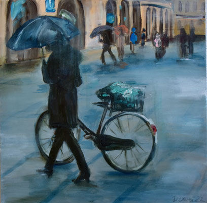 Im Regen, Acryl auf 3D-Leinwand, 30 x 40 cm, 2025