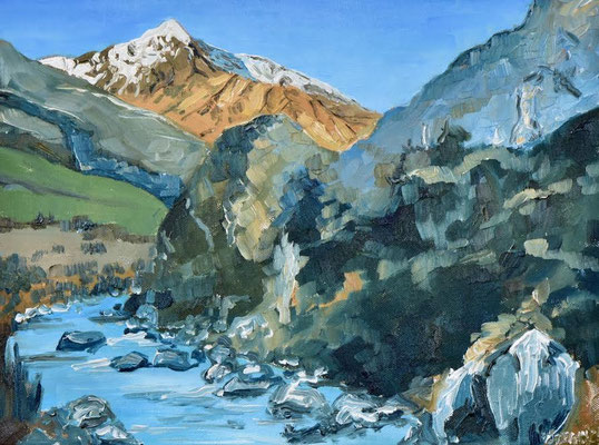 Gletscher in Peru. Acryl auf 3D-Leinwand, 30 x 40 cm, 2025