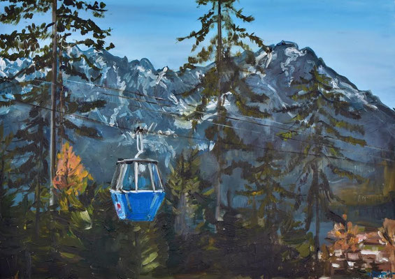 Weg zur Tannenhütte bei Garmisch, Acryl auf Leinwand, 50 x 70 cm, 2025