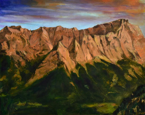 Zugspitzmassiv, Acryl auf 3D-Leinwand, 80 x 100 cm, 2024